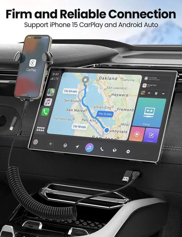 Alt view image 4 of 7 - Coiled USB-C and Lightning Cable 2-in-1, 3FT iPhone 17 16 Car Charger Cord, 60W Fast Charging Cable for iPhone 15, Samsung Galaxy Supports Apple CarPlay & Android Auto (Black)