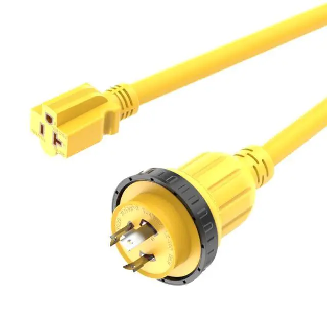 Alt view image 3 of 6 - 1FT 30-Amp to 15-Amp Marine-Shore Power-Adapter NEMA L5-30P to 5-15/20R,10AWG 30Amp to 20Amp T Blade Marine Adapter Plug,Twist Lock 125V 30A to 20A/ 15A Household Outlet Pigtail Boat