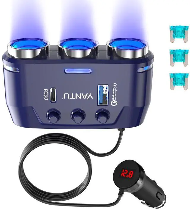 Main image of QC3.0&PD 40W Cigarette Lighter Adapter, 3-Socket 140W Cigarette Lighter Splitter with 12v USB Outlet,Car Charger Adapter with Double/Dual/USB C Charger Multi Port/Plug Outlet for Car Devices