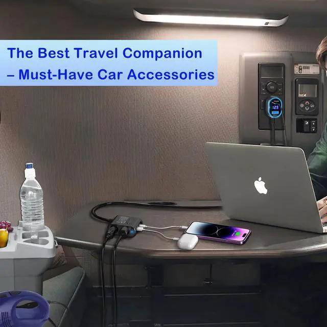 Alt view image 7 of 7 - Cigarette Lighter Splitter 12V Plug 2-Socket with PD 65W Port, Car USB Charger Multi Port 300W 12V/24V Adapter with Voltage Display and 15A Fuse for All Car Devices, DC Outlet Car Accessories