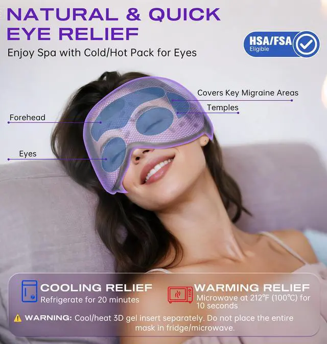 Alt view image 5 of 7 - Sleep Mask Headphones Bluetooth 5.4 with 3D Removable Hot & Cold Compress, TOPOINT Weighted Eye Mask Blackout Soft, Cooling Breathable for Women Men Deep Sleep Relax Tired Eyes Migraine Office Travel