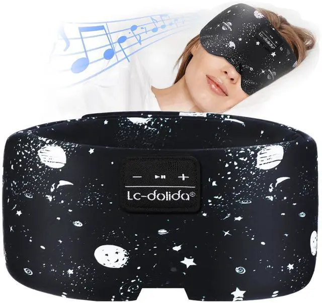 Main image of Sleep Mask with Bluetooth Headphones, Extra Large Silk Eye Mask for Sleeping Side Day Sleepers, Sleep Headphones Bluetooth 5.4 for Women Men with Thin Speaker, Blackout, Comfort, Microphone