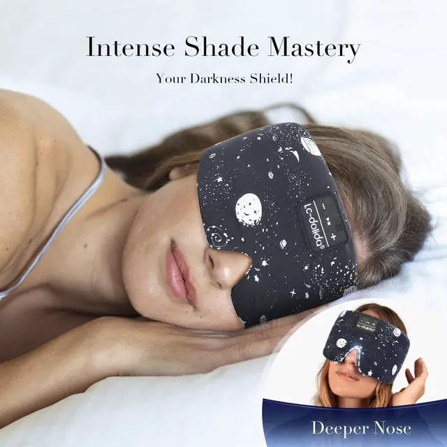 Alt view image 2 of 7 - Sleep Mask with Bluetooth Headphones, Extra Large Silk Eye Mask for Sleeping Side Day Sleepers, Sleep Headphones Bluetooth 5.4 for Women Men with Thin Speaker, Blackout, Comfort, Microphone
