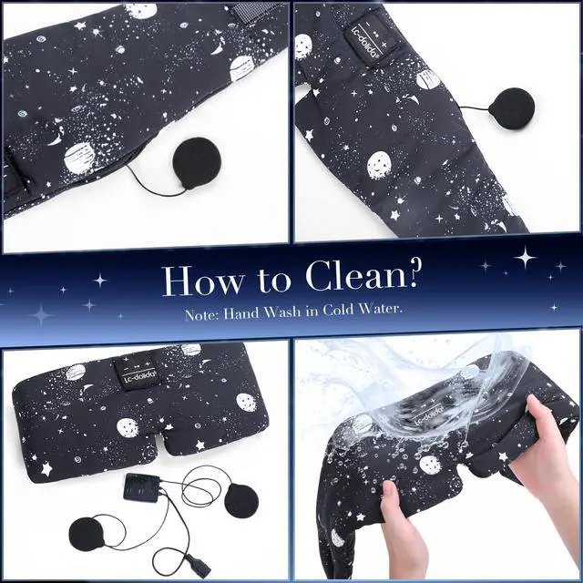 Alt view image 7 of 7 - Sleep Mask with Bluetooth Headphones, Extra Large Silk Eye Mask for Sleeping Side Day Sleepers, Sleep Headphones Bluetooth 5.4 for Women Men with Thin Speaker, Blackout, Comfort, Microphone