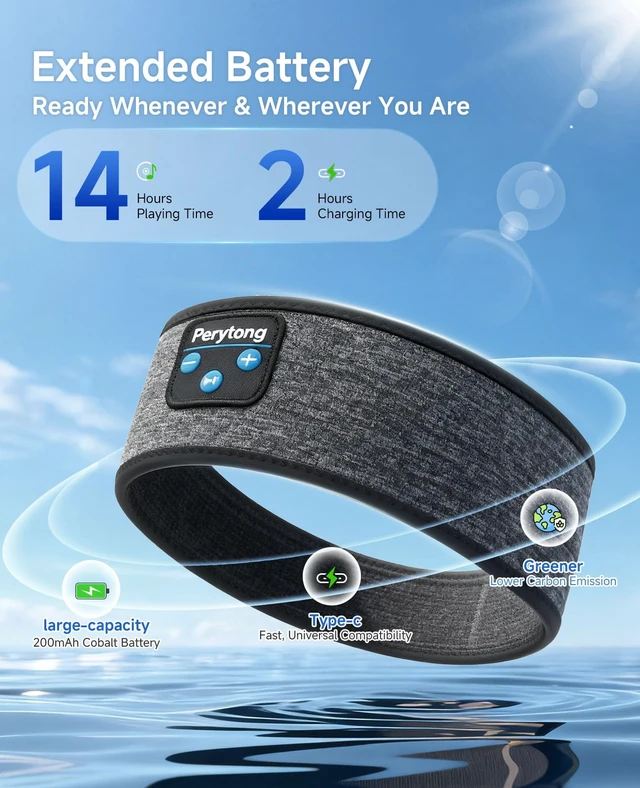 Alt view image 7 of 7 - Sleep Headband Headphones Bluetooth 5.4, Sleeping Headphones Wireless for Side Sleepers, Over-Ear Headphones with HD Stereo Speakers, Sports Headband Eye Mask for Sleeping Yoga Workout