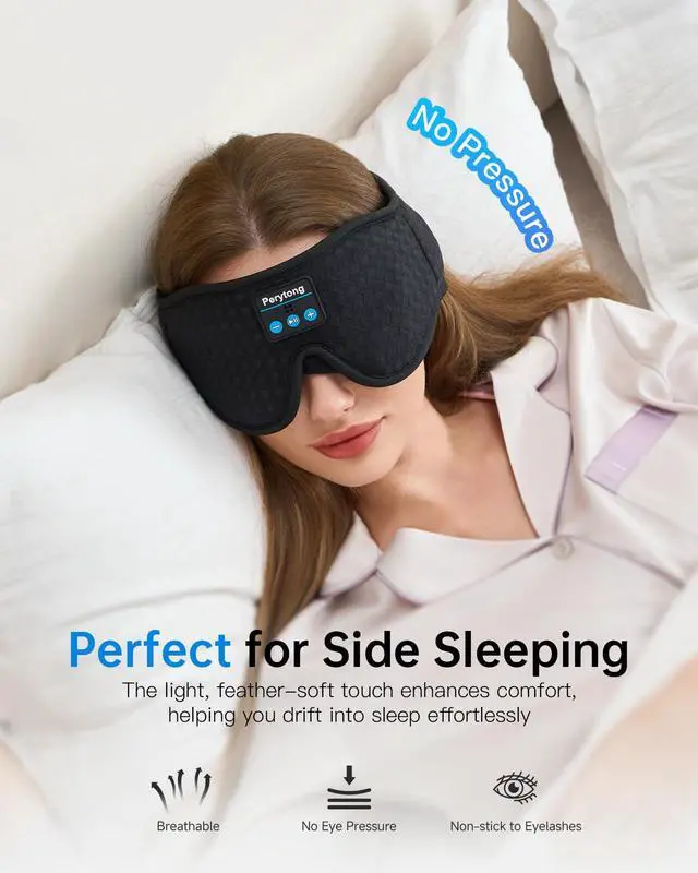 Alt view image 4 of 7 - 2-Pack Sleep Headphones Bluetooth 3D Sleep Mask & Wireless Headband Headphone with Ultra-Thin Speakers, Sleeping Headphones for Side Sleepers, Running, Workout, Insomniac, Travel, Gifts, Meditation