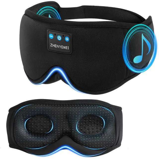 Main image of 3D Sleep Mask with Bluetooth Headphones, Sleeping Headphones for Side Sleepers, Wireless Music Eye Mask with Ultra-Thin Stereo Speakers for Men, Women, Tech Gifts, Black