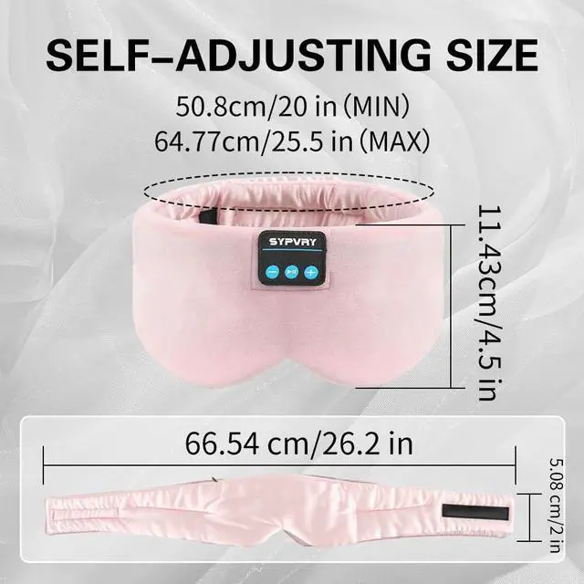Alt view image 6 of 6 - Sleep Mask Bluetooth 5.4 Headphones Soft Wireless Headband Eye Mask Blackout with Microphone (Pink)