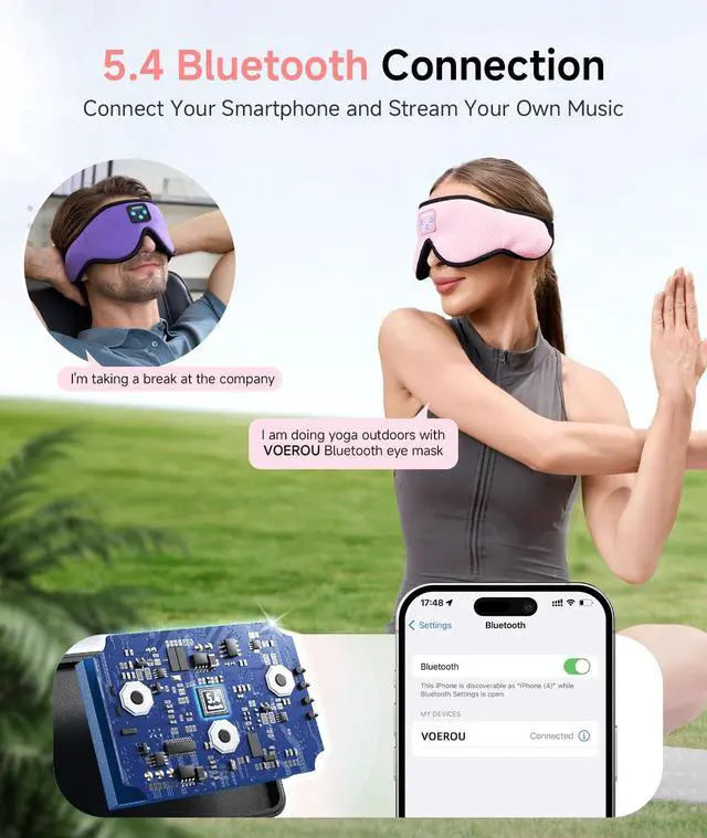 Alt view image 4 of 7 - Sleep Headphones, 3D Wireless Bluetooth Eye Mask, Sleeping Headphones Earbuds for Side Sleepers with Ultra-Thin Stereo Speakers, Suitable for Sleep Office Nap Travel Meditation Cool Gadgets