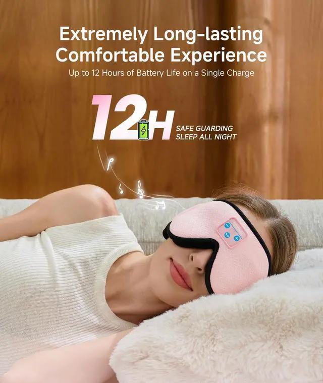 Alt view image 5 of 7 - Sleep Headphones, 3D Wireless Bluetooth Eye Mask, Sleeping Headphones Earbuds for Side Sleepers with Ultra-Thin Stereo Speakers, Suitable for Sleep Office Nap Travel Meditation Cool Gadgets