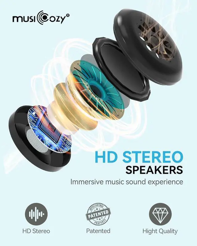 Alt view image 5 of 7 - Sleep Headphones, Bluetooth 5.4 Sleep Mask Headband Headphones Sleeping Eye Mask, Wireless Music Earbuds Earphones with HD Stereo Speakers for Side Sleepers, Cool Gadgets Unique Gift