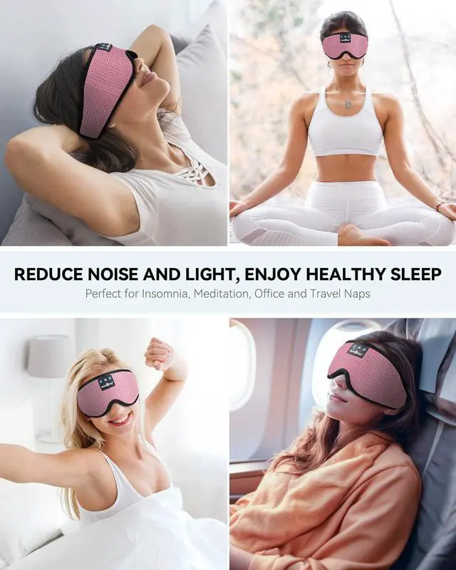 Alt view image 6 of 7 - Sleep Headphones, Bluetooth 5.4 Sleep Mask Headband Headphones Sleeping Eye Mask, Wireless Music Earbuds Earphones with HD Stereo Speakers for Side Sleepers, Cool Gadgets Unique Gift