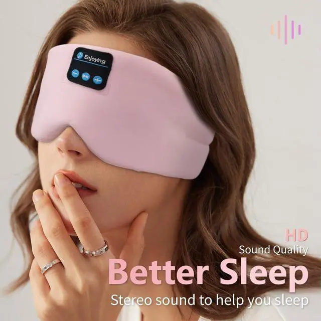 Alt view image 5 of 6 - Soft Sleep Eye Mask Bluetooth Headband Wireless Headphones, Adjustable Sleep Mask for Sleeping Meditation Insomnia Night Mask Music Eye Cover for Side Sleepers Airplane Travel, Pink