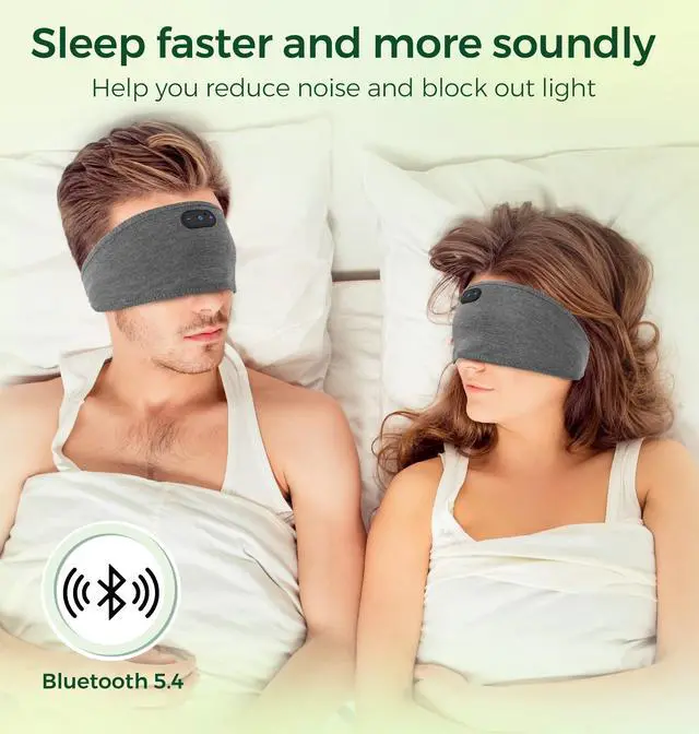 Alt view image 6 of 7 - Bamboo Cotton Sleep Headphones,Ultra-Soft Wireless Headband Bluetooth for Side Sleepers, with 14H Playtime & Bluetooth 6.0, 4-in-1 Music Sleep Earphones for Side Sleeping(Grey)