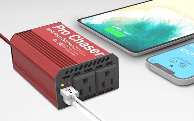 Alt view image 4 of 6 - Pro Chaser 400W Power Inverters for Vehicles DC 12v to 110v AC Car Inverter | Converter USB-A, PD 65W USB-C Ports, Dual AC Adapter for Air Compressor Laptops
