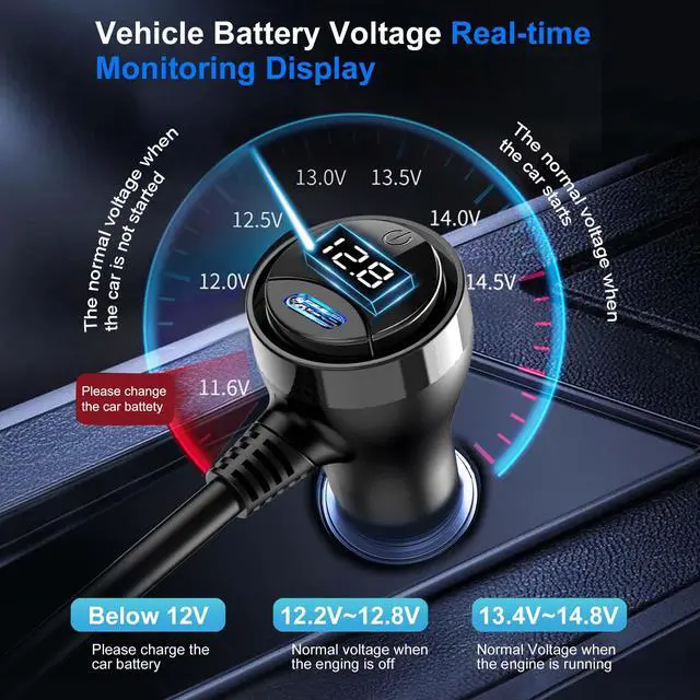 Alt view image 2 of 7 - Cigarette Lighter Splitter Adapter 216W 4 Socket Heavy Duty Truck Car USB Chager Multi Port with PD30W/QC3.0 Charge USB C 12V/24V Independent Switches & Dust Cover & Waterproof for Car Devices