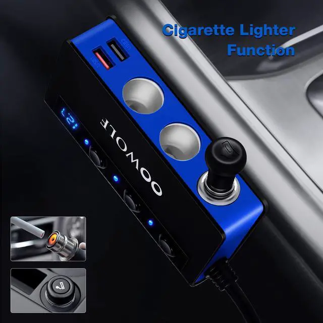 Alt view image 5 of 7 - 7 in 1 180W Quick Charge 3.0 Cigarette Lighter Adapter, with Cigarette Lighter Function, for 12V-24V Car, 3-Socket Splitter, 4 USB Ports Car Power Adapter for GPS, Dash Cam, Phone, Tablet etc