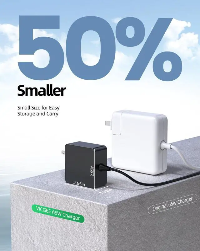 Alt view image 3 of 6 - Laptop Charger Compatible with Asus VivoBook 15 16 17 14, Go 15 14 12, Flip 15 14, S15 S14 S13, Fit for Zenbook/Chromebook/EeeBook, Foldable Plug Power Adapter 65W/45W/33W