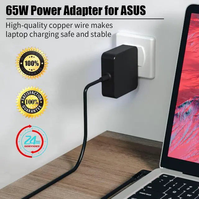 Alt view image 7 of 7 - 65W AC Laptop Charger Adapter Compatible with Asus U56E X555L X551M X53U X550C Q551L Q301L K53E K55A S500C S400C A53E R554L TP500L F555L PA-1700-02 ADP-65DW B ADP-45BW-B Power Supply Cord