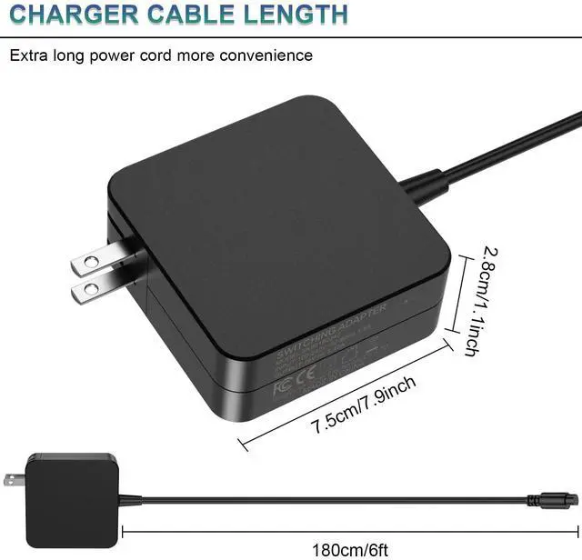 Alt view image 5 of 6 - 65W Laptop Replacement Charger 5 Round Tips Compatible with ASUS VivoBook, ZenBook, Chromebook, TransformerBook, EeeBook 19V 3.42A Universal AC Power Adapter