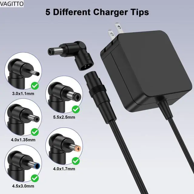 Alt view image 2 of 7 - Laptop Charger Compatible with Asus VivoBook 15 14 17 16, Go 12 14 15, Flip 15 14, S15 S14 S13, Fit for Zenbook/Chromebook, Foldable Plug Power Adapter 65W / 33W / 45W
