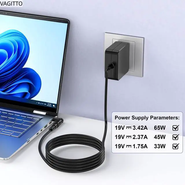 Alt view image 5 of 7 - Laptop Charger Compatible with Asus VivoBook 15 14 17 16, Go 12 14 15, Flip 15 14, S15 S14 S13, Fit for Zenbook/Chromebook, Foldable Plug Power Adapter 65W / 33W / 45W