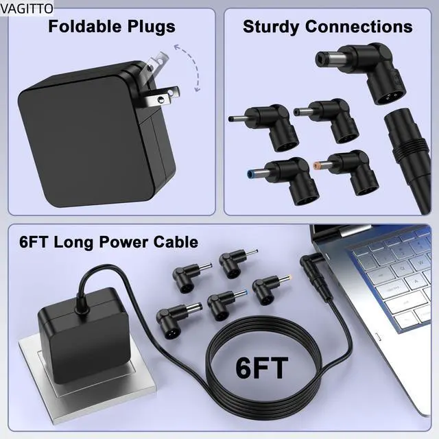 Alt view image 3 of 7 - Laptop Charger Compatible with Asus VivoBook 15 14 17 16, Go 12 14 15, Flip 15 14, S15 S14 S13, Fit for Zenbook/Chromebook, Foldable Plug Power Adapter 65W / 33W / 45W