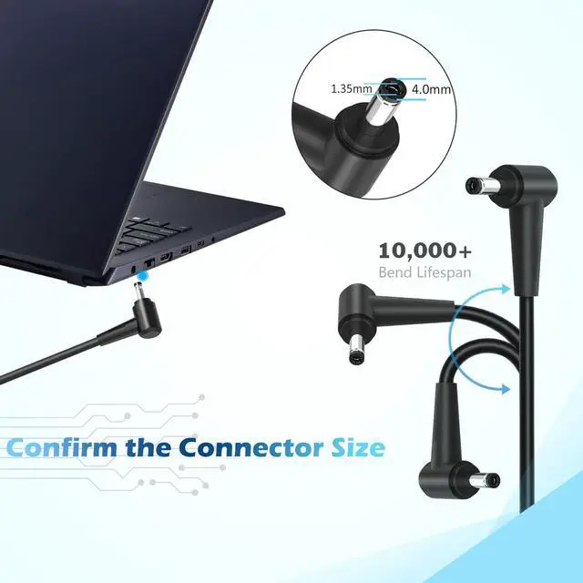 Alt view image 6 of 6 - 65W Laptop Charger Compatible with Asus Vivobook 15 Series X512 X512D X512DA X512JA X513EA X515 X515J X515EA X540 X540S X540SA X540L F512 F512JA F512DA F513 F513EA F515 Adapter Power Supply