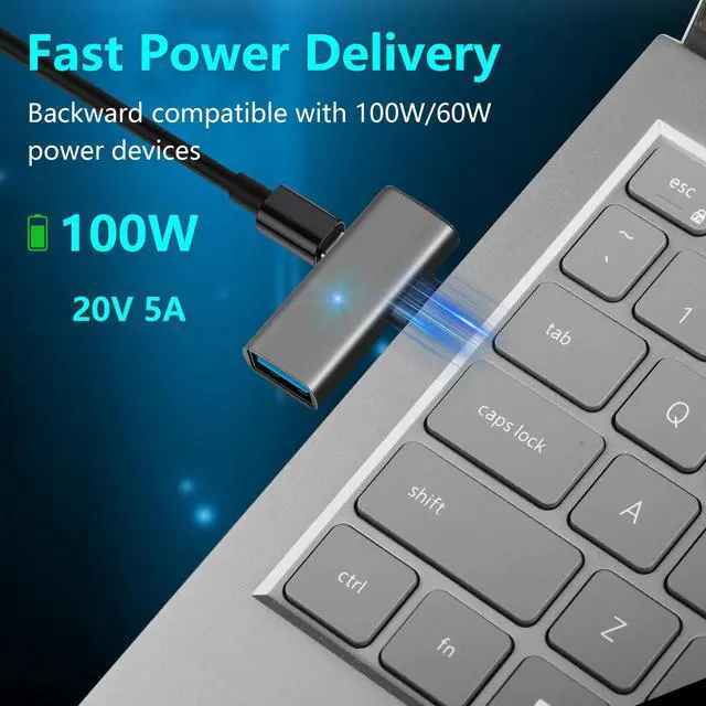 Alt view image 5 of 7 - USB C to USB 3.2 10Gbps Type C to USB A Female OTG Adapter and 100W PD Power Supply Adapter for Laptop Tablet Phone - Grey