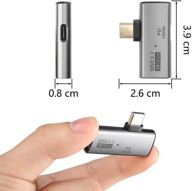 Alt view image 6 of 7 - USB C to USB 3.2 10Gbps Type C to USB A Female OTG Adapter and 100W PD Power Supply Adapter for Laptop Tablet Phone - Grey