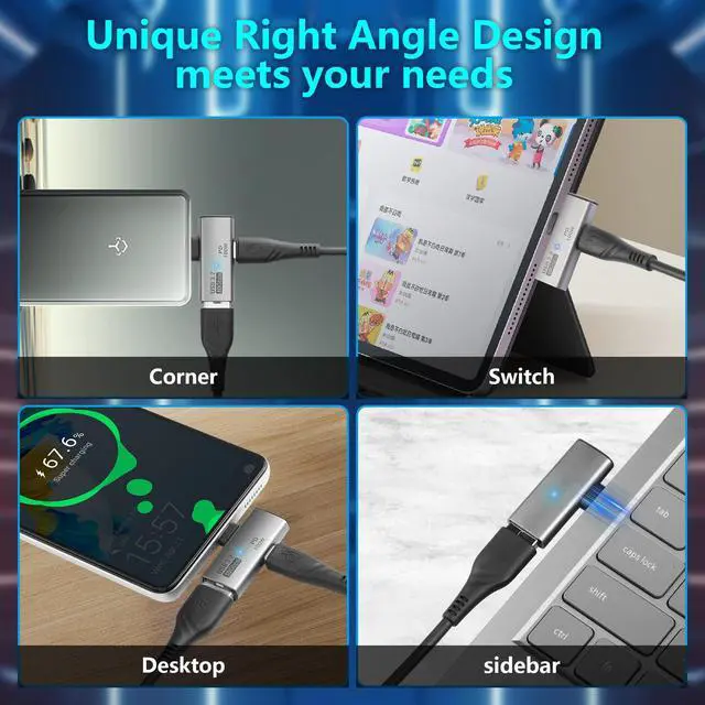 Alt view image 7 of 7 - USB C to USB 3.2 10Gbps Type C to USB A Female OTG Adapter and 100W PD Power Supply Adapter for Laptop Tablet Phone - Grey