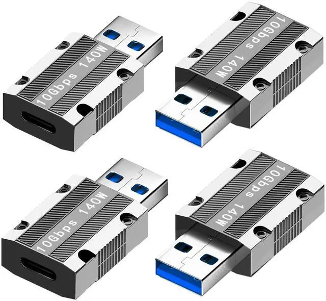 Main image of 10Gbps USB C Female to USB Male Adapter, Zinc Alloy Type C to USB A Adapter High-Speed Data Transfer, USB3.1 Type C to Type A Charger Converter OTG Fast Charging Compatible(4Pack)
