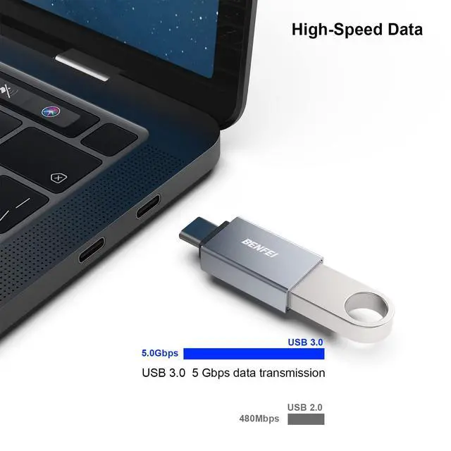 Alt view image 3 of 7 - 5 Pack USB C to USB 3.0 Adapter, USB C to A Male to Female Adapter Compatible with iPhone 15 Pro/Max, MacBook Pro/Air 2023, iPad Pro, iMac, S23, XPS 17, Surface Book 3 and More - Gray