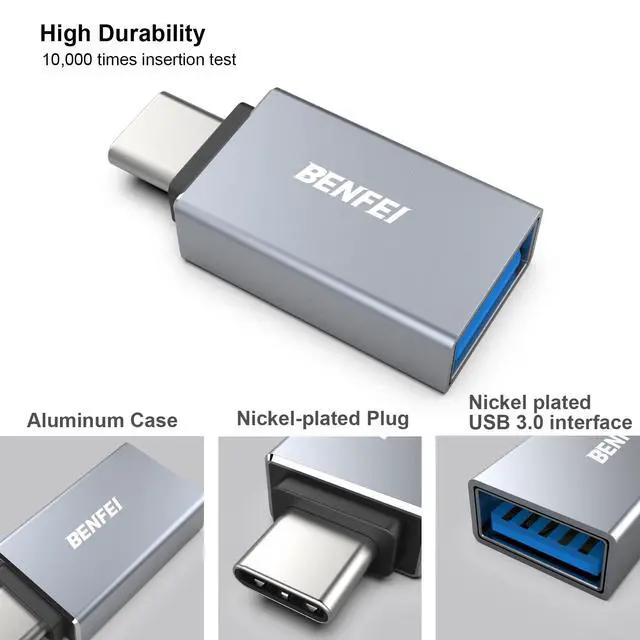 Alt view image 5 of 7 - 5 Pack USB C to USB 3.0 Adapter, USB C to A Male to Female Adapter Compatible with iPhone 15 Pro/Max, MacBook Pro/Air 2023, iPad Pro, iMac, S23, XPS 17, Surface Book 3 and More - Gray