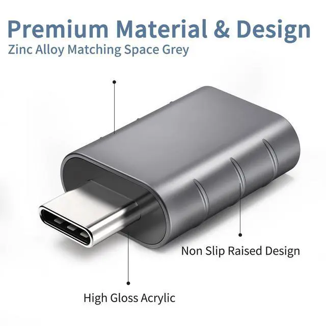 Alt view image 3 of 7 - USB C to USB Adapter - Type C Thunderbolt 4 OTG Converter, USB Female to USB C Male Adapter High-Speed Data Transfer for MacBook Pro, iPad Pro 2020, Chromebook, Samsung Galaxy S20-S23 and More, 2 Pack