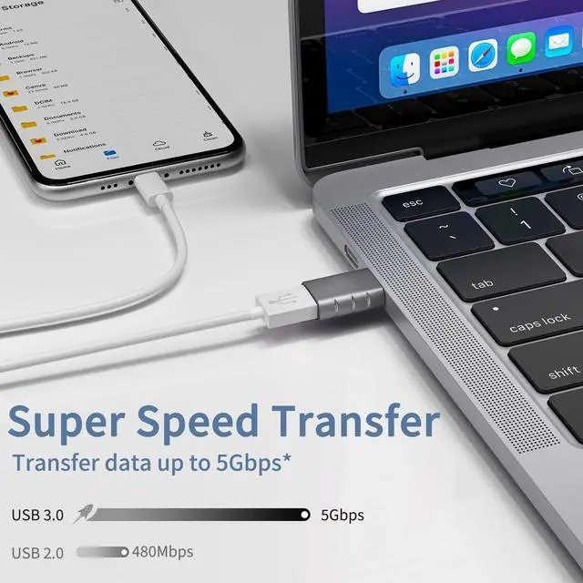 Alt view image 4 of 7 - USB C to USB Adapter - Type C Thunderbolt 4 OTG Converter, USB Female to USB C Male Adapter High-Speed Data Transfer for MacBook Pro, iPad Pro 2020, Chromebook, Samsung Galaxy S20-S23 and More, 2 Pack