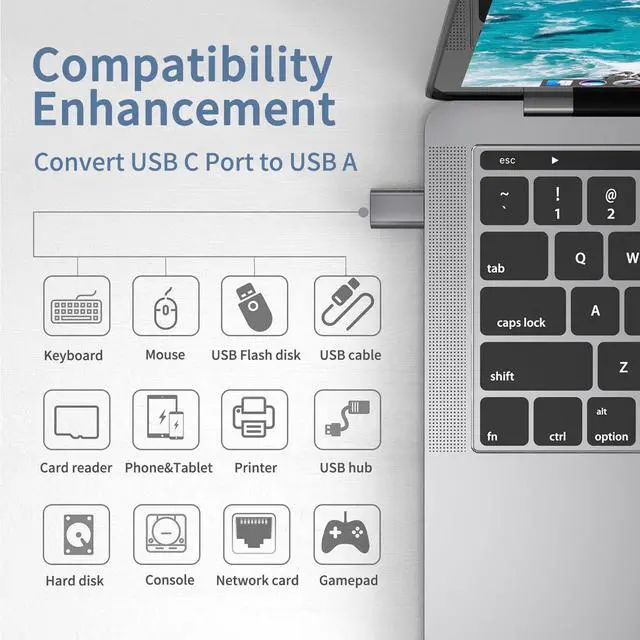 Alt view image 2 of 7 - USB C to USB Adapter - Type C Thunderbolt 4 OTG Converter, USB Female to USB C Male Adapter High-Speed Data Transfer for MacBook Pro, iPad Pro 2020, Chromebook, Samsung Galaxy S20-S23 and More, 2 Pack