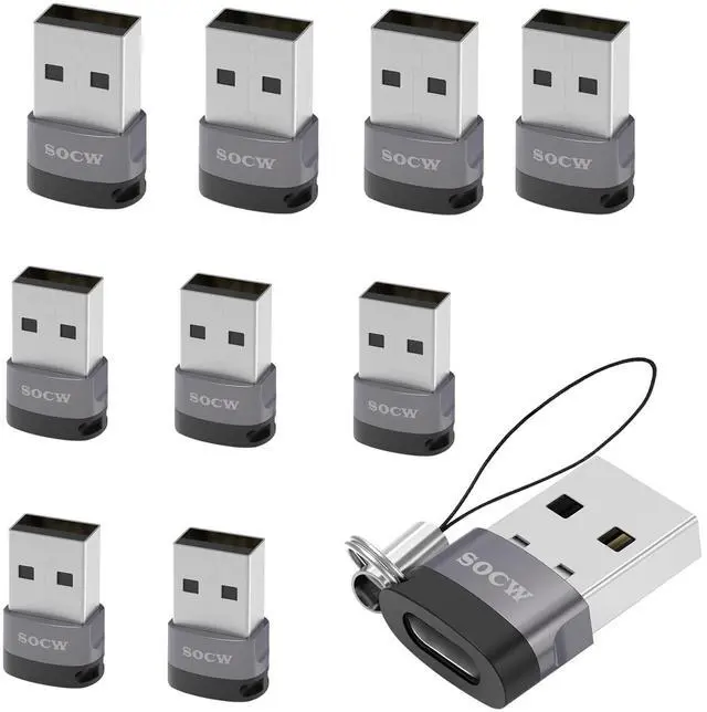 Main image of USB C Female to USB Male Adapter 2.0 (Grey, 10 Pack)