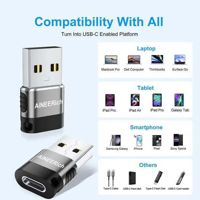 Alt view image 2 of 7 - USB to Type C Adapter 20 Pack,USBC Female to USBA Male,USB Adapters,Type-C Converter Adaptor for iPhone 16 15 14 13,MacBook Pro,iPad,Samsung Galaxy,Multi Color