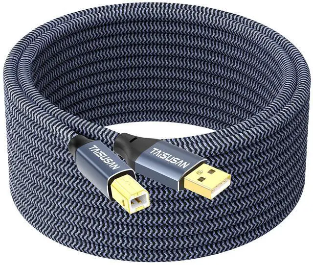 Main image of USB Printer Cable 30ft, Type A to B, High Speed Cord Compatible for Keyboard, MacBook, Printers and Scanners - Gray