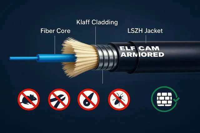Alt view image 2 of 7 - 30m/98.4ft Armored Fiber Optic Cable for Outdoor and Indoor SCA to SCA Simplex Singlemode, Compatible with FTTH Cables, 30 Meters