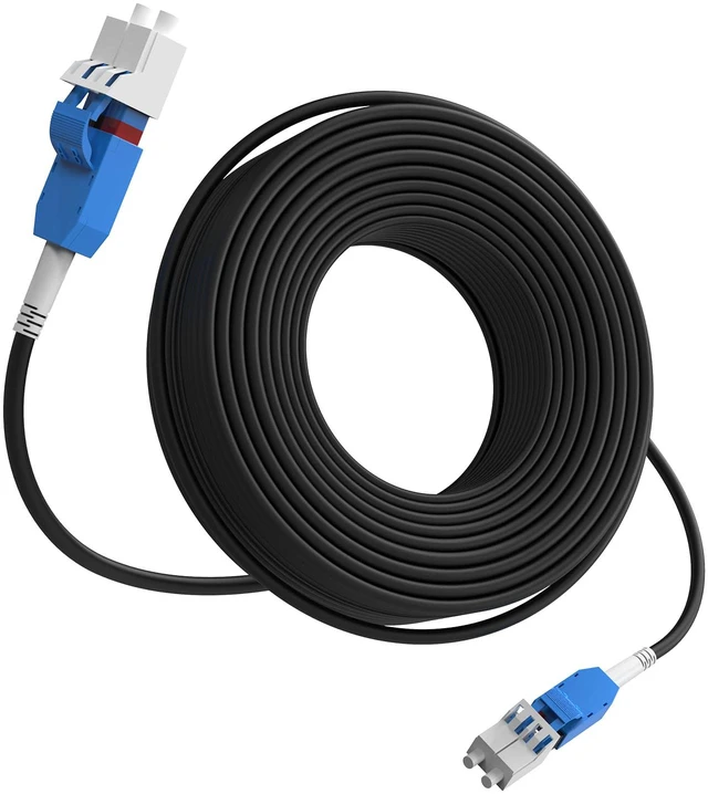 Main image of 75M/246FT LC to LC Armored Outdoor Fiber Optic Cable, Single Mode Duplex 9/125m SMF Fiber Patch Cord, OS1/OS2 Compatible, Black LSZH Jacket, Uniboot Jumper for FTTH, Data Center, Long-Distance Use