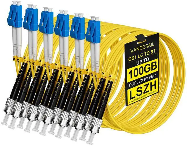 Main image of 6 Pack LC to ST OS1 Fiber Patch Cable 1M(3.28FT),Singlemode Duplex Fiber ST to LC Jumper Cord 9/125um LSZH for Fiber Optic Transceivers