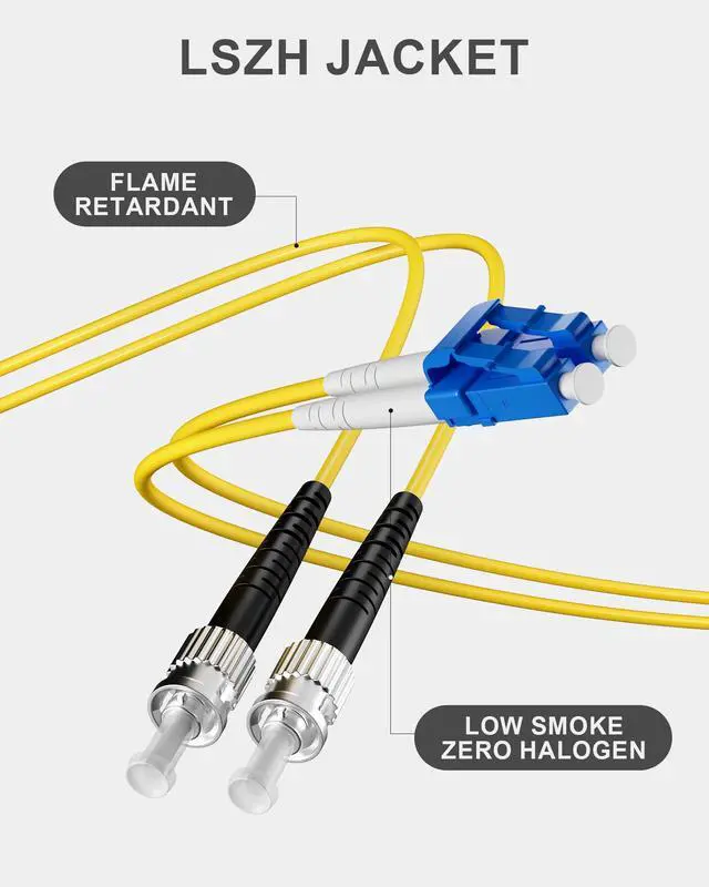 Alt view image 5 of 7 - 6 Pack LC to ST OS1 Fiber Patch Cable 1M(3.28FT),Singlemode Duplex Fiber ST to LC Jumper Cord 9/125um LSZH for Fiber Optic Transceivers