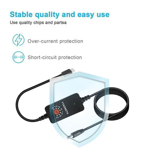 Alt view image 5 of 7 - Universal USB-C to 3V 4.5V 5V 6V 7.5V 9V 12V Multi-Voltage Adapter DC CablePD Trigger Cable with DC-DC Step Down Module, 8 Connector Tips, for Tablets, Led Light, Lamps, Routers