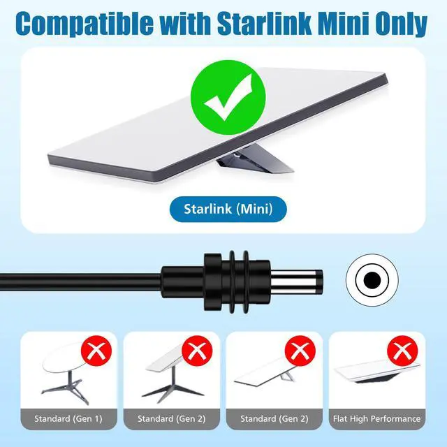 Alt view image 2 of 7 - 6.6ft Starlink Mini USB C to DC Cable 20V/7A 140W Power Rated | Overcurrent 10A DC 5521 Barrel Plug & Low-Resistance Wire | Heat Reduction Design, Black