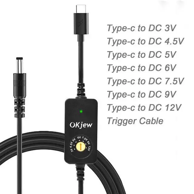 Alt view image 2 of 7 - 3.94FT USB C to DC PD Adapter Cable with 7 Connector Tips, Adjustable Voltage 3V/4.5V/5V/6V/7.5V/9V/12V, Type-C to DC Power Cable for Fast Charging, Compact & Portable Design