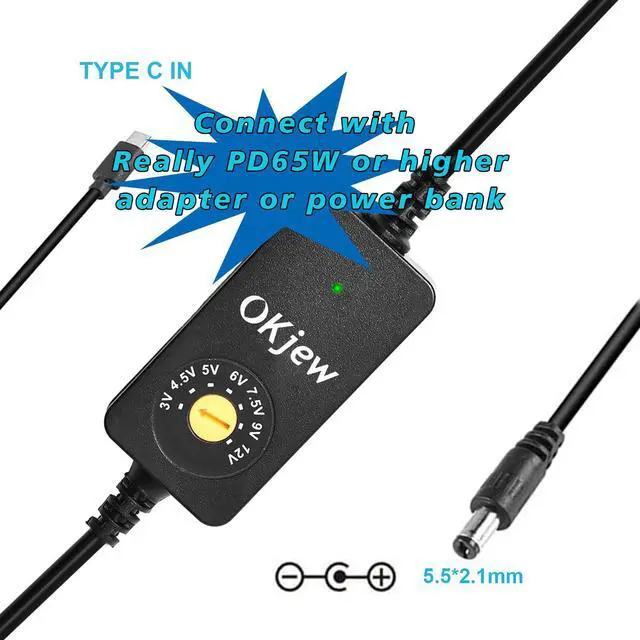 Alt view image 5 of 7 - 3.94FT USB C to DC PD Adapter Cable with 7 Connector Tips, Adjustable Voltage 3V/4.5V/5V/6V/7.5V/9V/12V, Type-C to DC Power Cable for Fast Charging, Compact & Portable Design