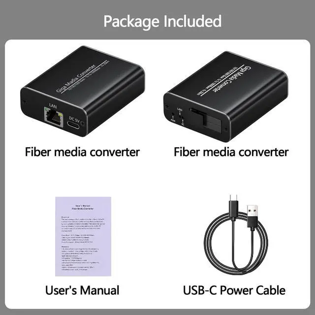 Alt view image 2 of 7 - Gigabit Fiber Media Converter - A Pair of Bidi Single-Mode Fiber-Optic Transceiver SC to RJ45 Port, 20Km Transmission, 1000Mbps Fiber to Ethernet Converter for Network SOC Video Security VSaaS PSIM