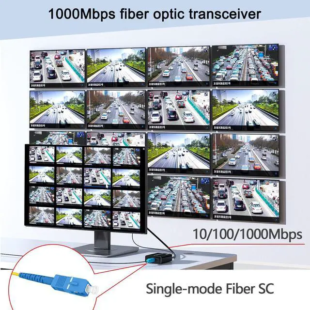 Alt view image 3 of 7 - Gigabit Fiber Media Converter - A Pair of Bidi Single-Mode Fiber-Optic Transceiver SC to RJ45 Port, 20Km Transmission, 1000Mbps Fiber to Ethernet Converter for Network SOC Video Security VSaaS PSIM